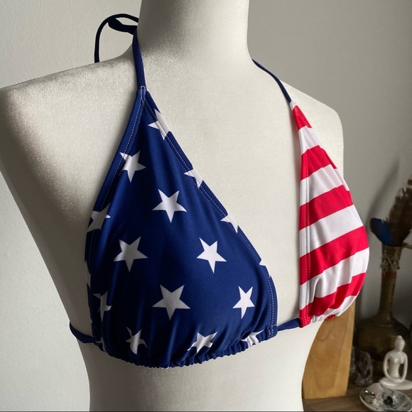 ❤️ String Bikini Top Size XL American Flag 🇺🇸 - Picture 3 of 8